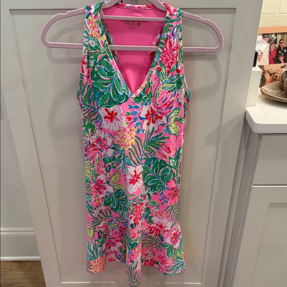 Lilly Pulitzer Luxletic Tennis Dress with under shorts Sz small EUC